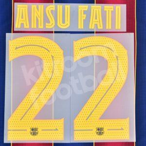 2020-21 Barcelona Home Name Number Set #22 ANSU FATI Repro Champions League