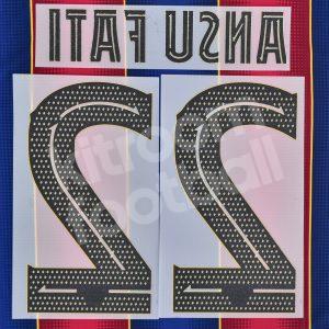 2020-21 Barcelona Home Name Number Set #22 ANSU FATI Repro Champions League - Image 3