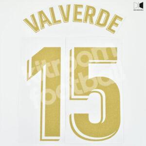 2019-20 Real Madrid La Liga Home Name Number Set #15 VALVERDE La Liga Repro v1