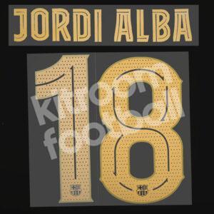 2020-21 Barcelona Away Name Set Gold #18 JORDI ALBA Champions League Repro