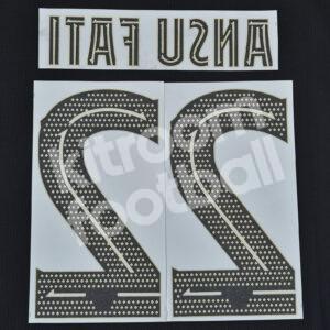 2020-21 Barcelona Away Name Set Gold Champions League Repro - #22 ANSU FATI - Image 3