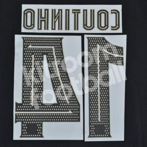 2020-21 Barcelona Away Name Set Gold Champions League Repro - #14 COUTINHO - Image 3