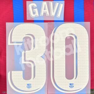 2021-22 Barcelona Home Name Number Set #30 GAVI La Liga Repro