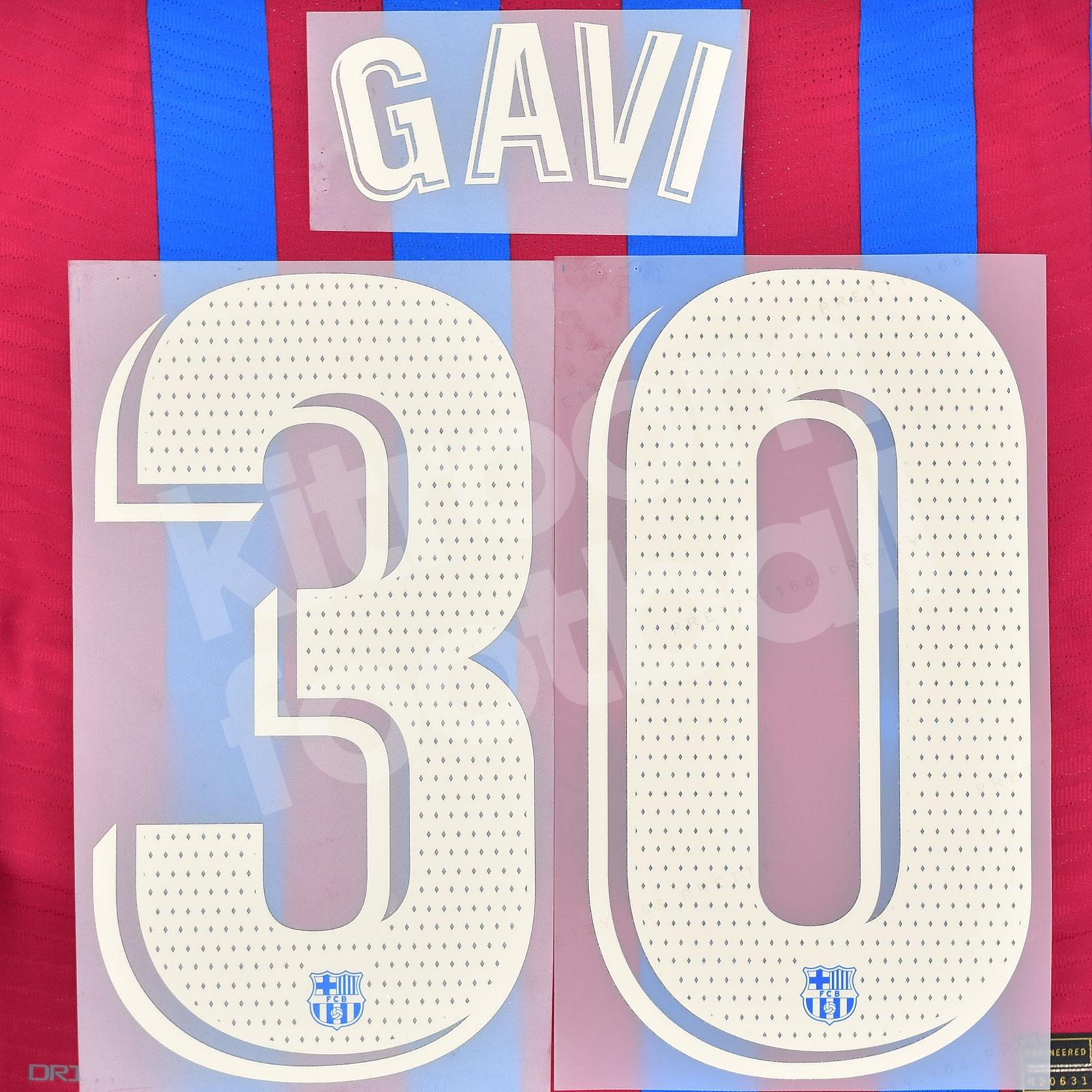 2021-22 Barcelona Home Name Number Set #30 GAVI La Liga Repro