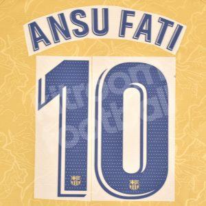 2022-23 Barcelona Away Name Number Set #10 ANSU FATI La Liga Repro