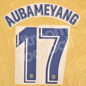 2022-23 Barcelona Away Name Number Set #17 AUBAMEYANG La Liga Repro - Image 1