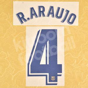 2022-23 Barcelona Away Name Number Set #4 R. ARAUJO La Liga Repro