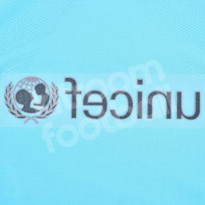 Original Player Issue 2017-18 Barcelona Unicef Back Sponsor Patch Purple - Image 3