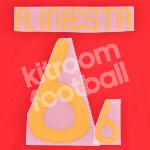 Spain World Cup 2010 Name Number Set #6 A. INIESTA Repro