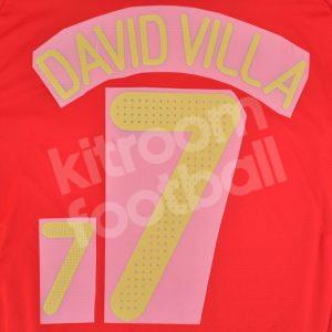 Spain Euro 2008 Name Number Set Home  #7 DAVID VILLA Repro v0
