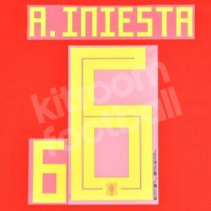 Official Spain FIFA World Cup 2018 Name Number Set Home #6 A. INIESTA Dekographics - Image 1