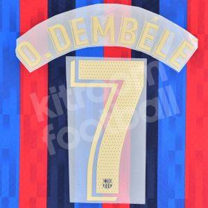 2022-23 Barcelona Home Name Number Set #7 O. DEMBÉLÉ La Liga Repro