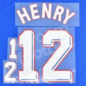 FIFA World Cup 1998 France Home Name Number Set #12 HENRY Repro v2