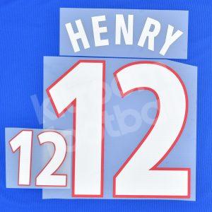 UEFA Euro 2000 France Home Name Number Set #12 HENRY Repro