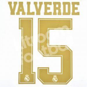 2019-20 Real Madrid Home Name Number Set #15 VALVERDE (Champions League) Version Repro