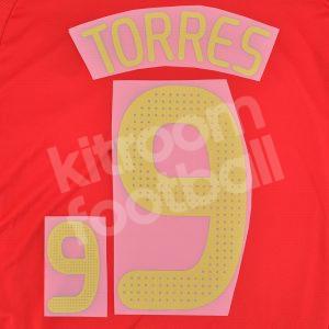 Spain Euro 2008 Name Number Set Home  #9 TORRES Repro v0