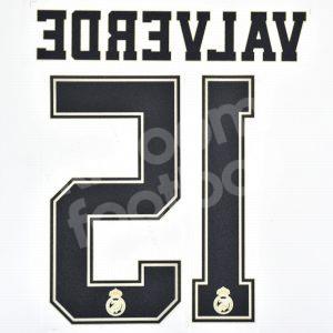 2019-20 Real Madrid Home Name Number Set #15 VALVERDE (Champions League) Version Repro - Image 3