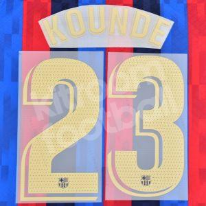 2022-23 Barcelona Home Name Number Set #23 KOUNDE La Liga Repro