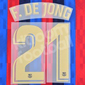 2022-23 Barcelona Home Name Number Set #21 F. DE JONG La Liga Repro