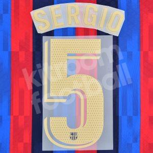 2022-23 Barcelona Home Name Number Set #5 SERGIO La Liga Repro