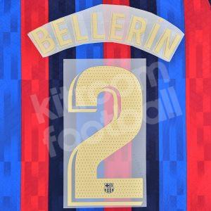 2022-23 Barcelona Home Name Number Set #2 BELLERÍN La Liga Repro