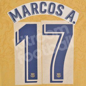 2022-23 Barcelona Away Name Number Set #17 MARCOS ALONSO La Liga Repro