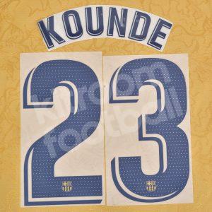2022-23 Barcelona Away Name Number Set #23 KOUNDE La Liga Repro - Image 1