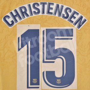 2022-23 Barcelona Away Name Number Set #15 CHRISTENSEN La Liga Repro - Image 1