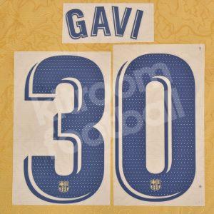2022-23 Barcelona Away Name Number Set #30 GAVI La Liga Repro