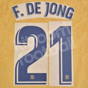 2022-23 Barcelona Away Name Number Set #21 F. DE JONG La Liga Repro