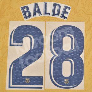2022-23 Barcelona Away Name Number Set #28 BALDE La Liga Repro - Image 1