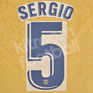 2022-23 Barcelona Away Name Number Set #5 SERGIO La Liga Repro