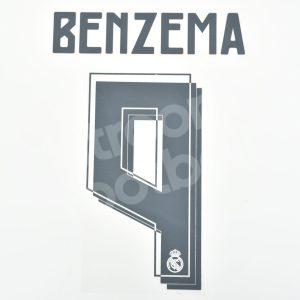 2015-16 Real Madrid Home Name Number Set #9 BENZEMA Repro