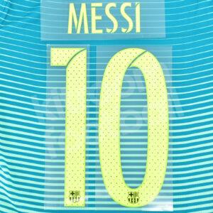 Original Player Issue 2016-17 Barcelona Third Name Number Set #10 MESSI Avery - Image 1