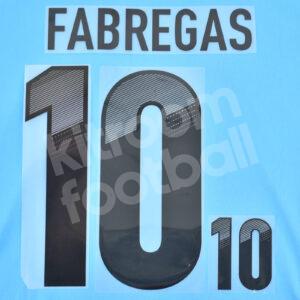 2012 UEFA Euro Spain Away Name Number Set #10 FABREGAS Repro
