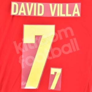 2012 UEFA Euro Spain Home Name Number Set #7 DAVID VILLA Repro
