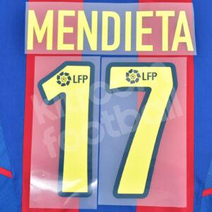 2002-03 Barcelona Home LFP Name Number Set #17 MENDIETA Repro