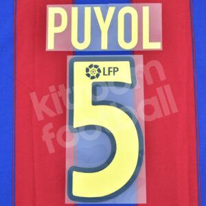 2002-04 Barcelona Home LFP Name Number Set #5 PUYOL Repro