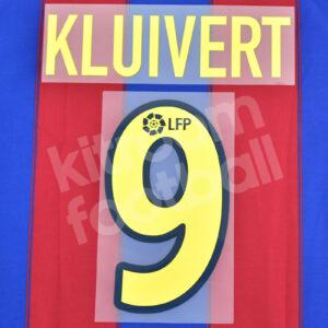 2002-04 Barcelona Home LFP Name Number Set #9 KLUIVERT Repro