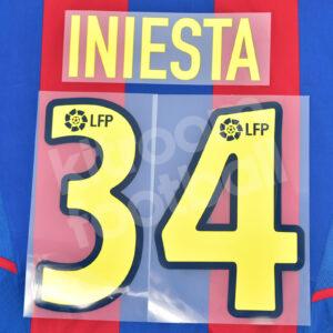 2002-03 Barcelona Home LFP Name Number Set #34 INIESTA Repro