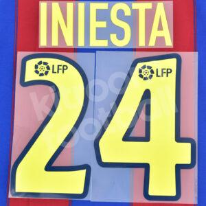 2003-04 Barcelona Home LFP Name Number Set #24 INIESTA Repro
