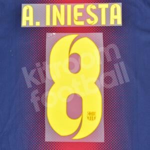 2012-14 Barcelona Home Name Number Set #8 A. INIESTA Repro