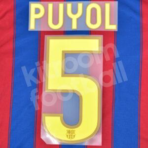 2008-10 Barcelona Home Name Number Set #5 PUYOL Repro v2