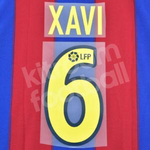 2002-04 Barcelona Home LFP Name Number Set #6 XAVI Repro