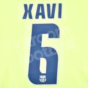 2004-06 Barcelona Away LFP Name Number Set #6 XAVI Repro