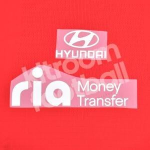 2022-23 Atlético Madrid Ria Money Transfer + Hyundai White Sponsor Patch Liga Repro
