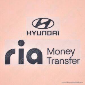 2022-23 Atlético Madrid Ria Money Transfer + Hyundai Black Sponsor Patch Repro
