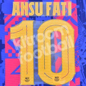 Original Player Issue 2021-22 Third Barcelona Name Number Set #10 ANSU FATI Avery