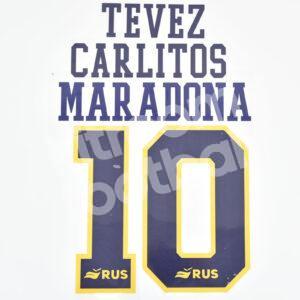 2020-21 Boca Juniors Away Name Number Set #10 MARADONA TEVEZ Repro