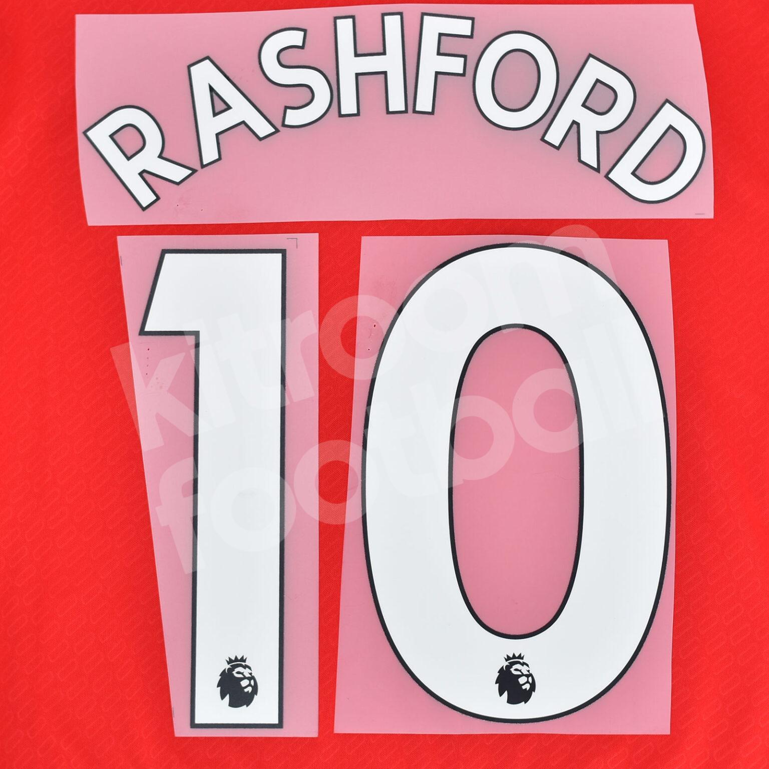 Number 10 Rashford 2018-23 Manchester United Home Name Number Set #10 RASHFORD Repro ...